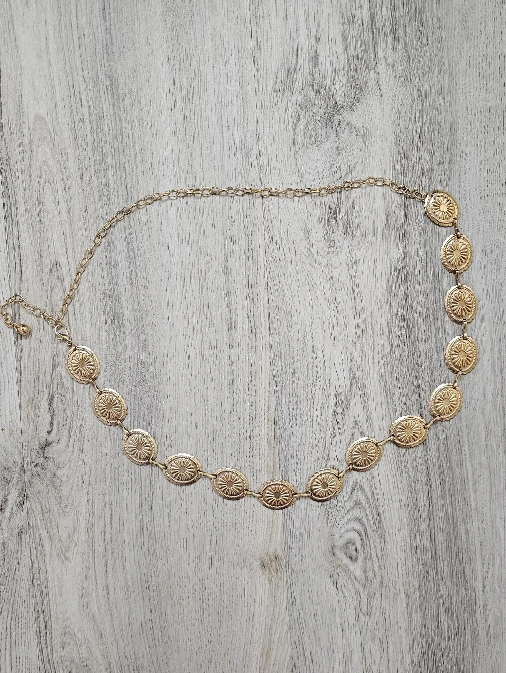 Boho Daisy Chain Metal Gold Statement Belt
